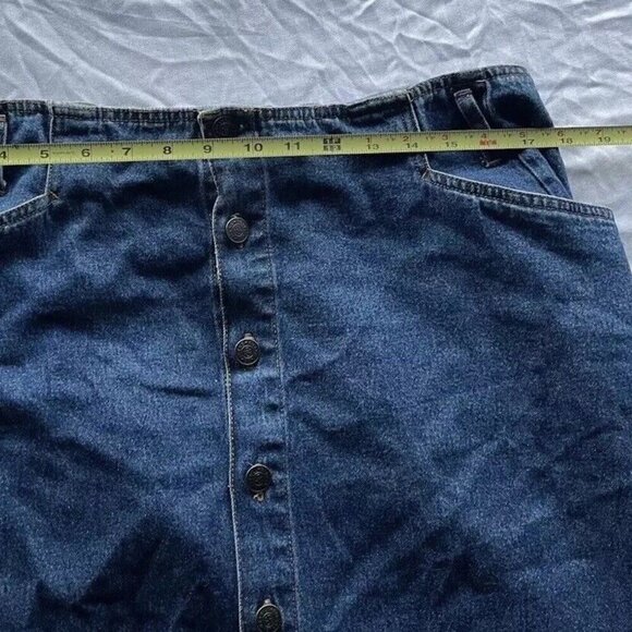 Vintage Bill Blass Women’s Below The Knee  Denim Blue Button Jean Skirt Sz 16 - Picture 6 of 15